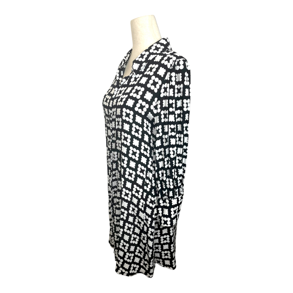 Zara Nadia RARE Blogger Favorite Button Down Shirt Dress Mod Print Black/White - Picture 5 of 8
